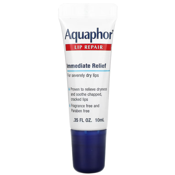 Aquaphor, Lip Repair, Immediate Relief, Fragrance Free, 0.35 fl oz (10 ml)