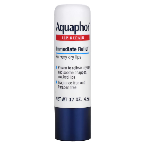 Aquaphor, Lip Repair, Stick, Immediate Relief, Fragrance Free, 1 Stick, 0.17 oz (4.8 g)