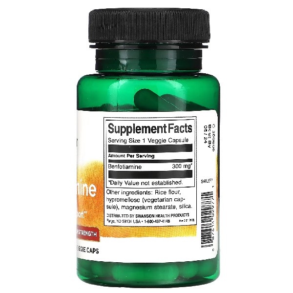 Swanson Benfotiamine Maximum Strength 300mg 60 Veggie Caps