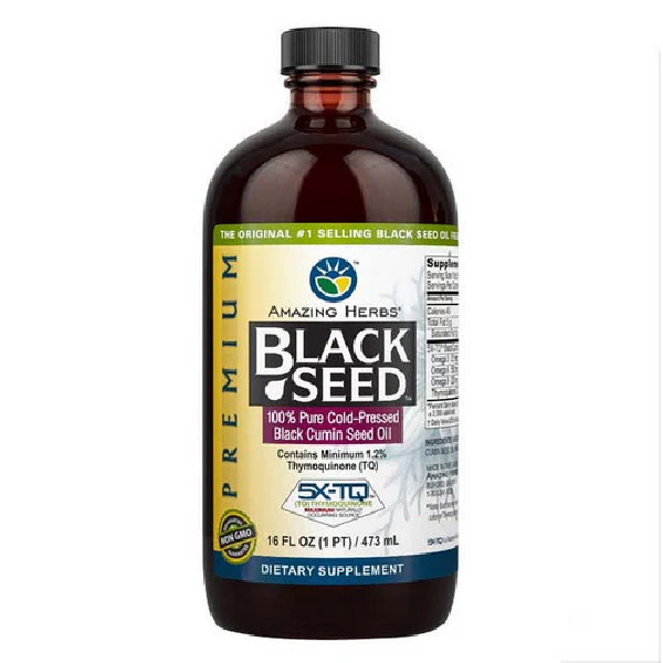 Amazing Herbs Premium Black Seed 100% Pure Cold-Pressed Black Cumin Seed Oil 473ml