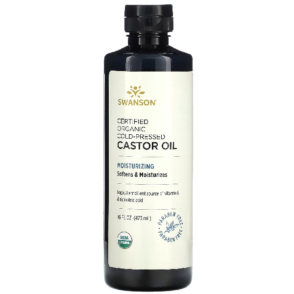 Swanson Certified Organic Cold-Pressed Castor Oil 473 ml