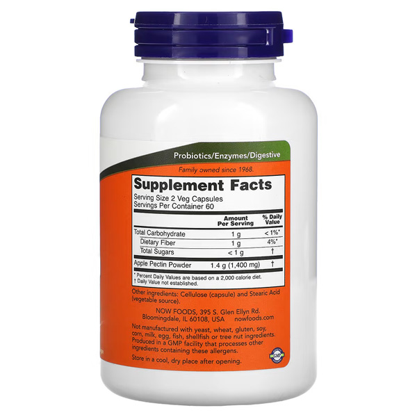 NOW Foods Apple Pectin 700mg 120 Veg Capsules