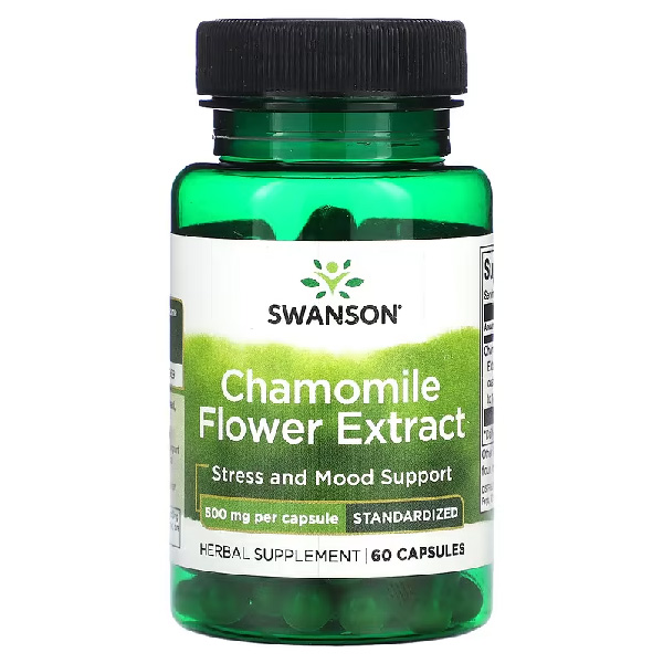 Swanson Chamomile Flower Extract Standardized 500mg 60 Capsules