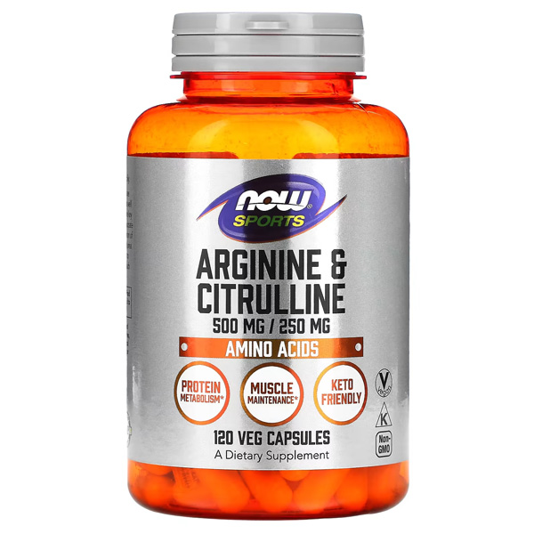 NOW Foods Sports Arginine & Citrulline 500mg/250mg 120 Veg Capsules