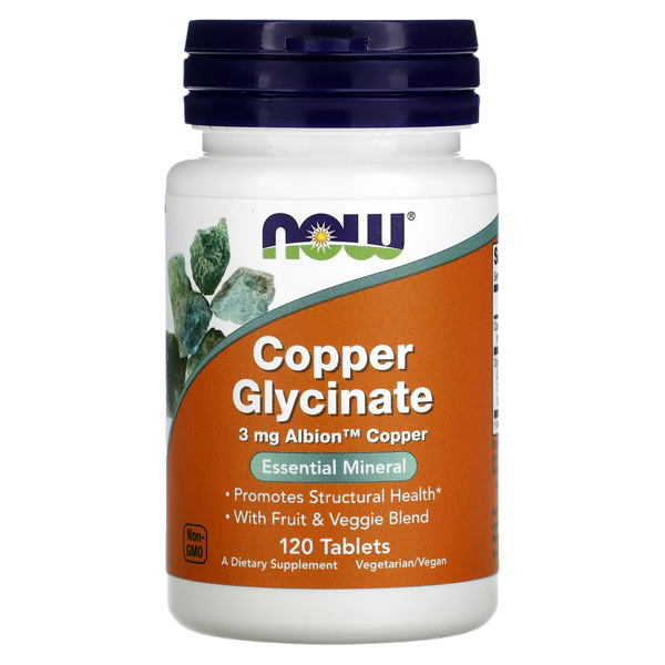 NOW Foods Copper Glycinate 3mg 120 Tablets