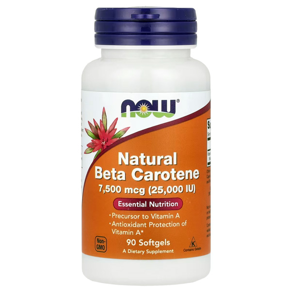 NOW Foods Natural Beta Carotene 7500mcg (25,000 IU) 90 Softgels