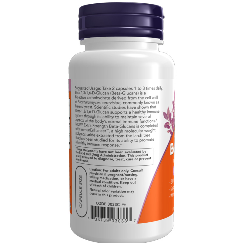 Now Foods Beta-Glucans with ImmunEnhancer Extra Strength 60 Veg Capsules