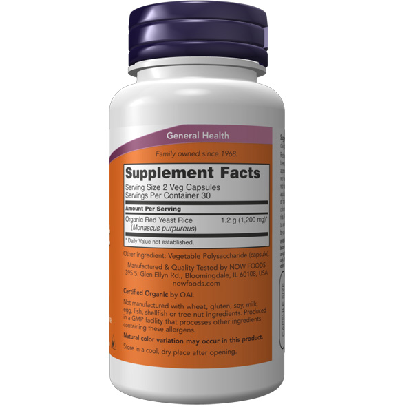 Now Foods Red Yeast Rice 600mg 120 Veg Capsules