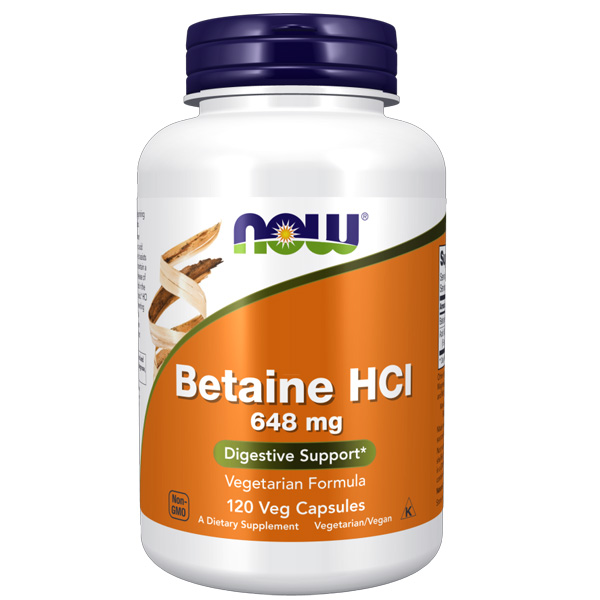 NOW Foods Betaine HCl 648mg 120 Veg Capsules