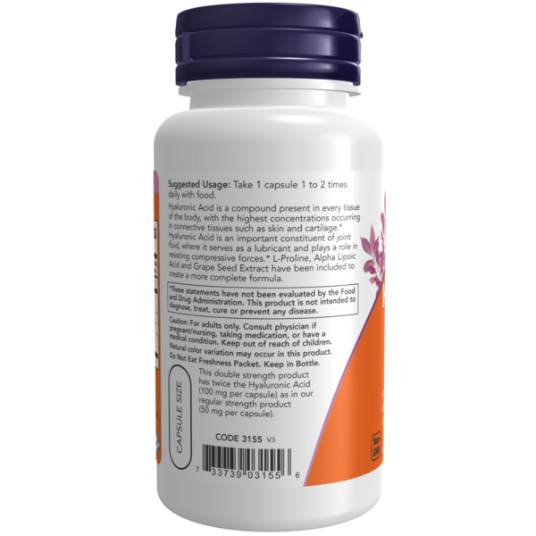 Hyaluronic Acid, Double Strength 100 mg 60VC - Image 3