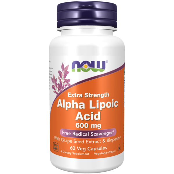 NOW Foods Alpha Lipoic Acid Extra Strength 600mg 60 Veg Capsules