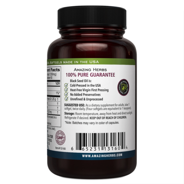 Black Seed Oil Premium 1250mg XL 60SG - Image 3