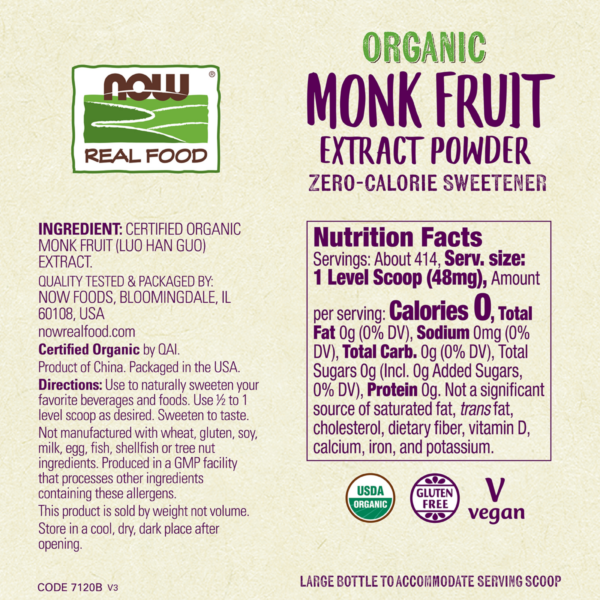 Monk Fruit Extract, Organic Powder 19.85G - Image 2