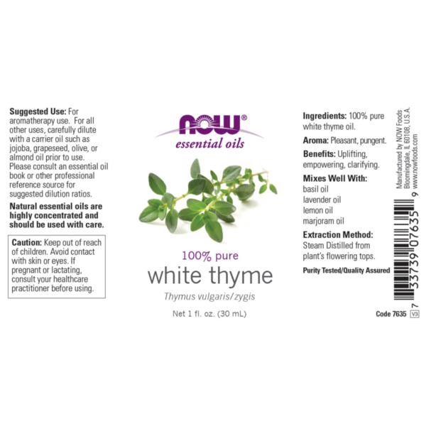 Thyme Oil White 30ml (Thymus Vulgaris/Zygis) - Image 2