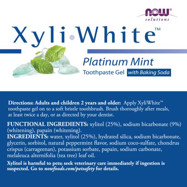 XyliWhite Toothpaste Gel Platinum Mint w/ baking soda 181g - Image 3